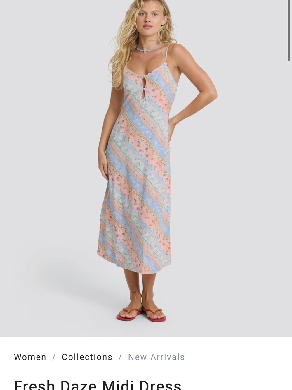Billabong Pastel Stripe Slip Midi Dress - Pink, Blue & Cream